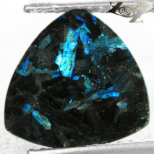3.3 Ct.Natural Trillion 10.5 mm. Titanium Blue Schiler Steaks Jenakite Nuummite