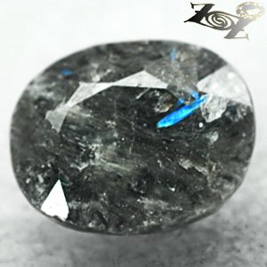 2.97 CT.Natural Oval 8*9.5 mm. Titanium Blue Schiller Streaks Black Jenakite Gem