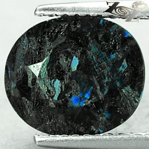 4.28 Ct.Natural Oval 9*11 mm Titanium Blue Schiller Streaks Whole Piece Jenakite