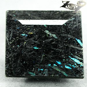 12.03 Ct.Natural Squares 15 mm. Titanium Blue Schiler Steaks Jenakite Nuummite