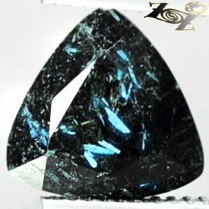 4.05 CT.Natural Trillion 10.5 mm. Titanium Blue Schiller Streaks Black Jenakite