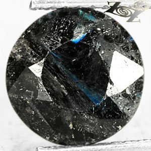 3.14 Ct.Natural Round 9 mm. Titanium Blue Schiller Streaks Gold Pyrite Jenakite