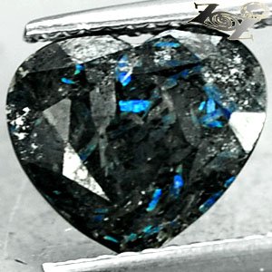 2.36 Ct.Rare Grade Natural Heart 9*10 mm. Titanium Blue Scheen Streaks Jenakite