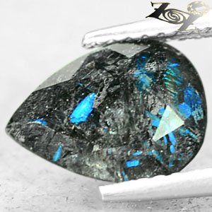 2.59 Ct.Natural Pear 7.5*10 mm Intense Titanium Blue Scheen Whole Black Jenakite