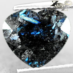 3.3 Ct.Natural Heart 9*11 mm. Titanium Blue Schiller Streaks Whole Jenakite