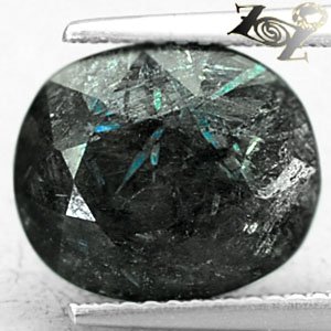 5.48 CT.Natural Oval 10*12 mm. Titanium Blue Schiller Streaks Black Jenakite Gem