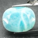 14.13 CT.Natural Oval 13.5*17 mm Intense Ocean Blue White Vein Dominican Larimar