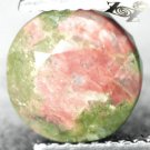 3.73 CT.Natural Round 8.5 mm. Hard Green Red Zone United States Unakite Gemstone