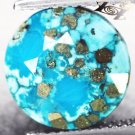 7.63 CT.Natural Round 11 mm. Gold Pyrite Crystal Matrix Blue Israel Turquoise