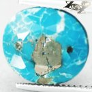 7.49CT.Natural Oval 11.5*13 mm.Silver Pyrite Crystal Matrix Half Table Turquoise