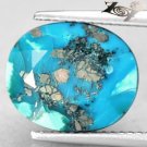7.71 CT.Natural Oval 11*13 mm. Gold Pyrite Crystal Matrix Cyan Blue Turquoise