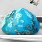 7.71 CT.Natural Oval 11*13 mm. Gold Pyrite Crystal Matrix Cyan Blue Turquoise