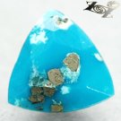 2.01 CT.Natural Trillion 8 mm. Gold Pyrite Crystal Matrix Cyan Blue Turquoise
