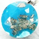 4.16 CT.Natural Round 10 mm. Silver Pyrite matrix Cyan Blue Turquoise 綠松石