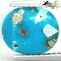 2.48 CT.Natural Oval 8*10 mm. Silver Pyrite Crystal Matrix Cyan Blue Turquoise