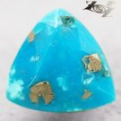 2.57 CT.Natural Trillion 9 mm. Gold Pyrite Matrix Cyan Blue Turquoise 綠松石