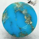 8.51 CT.Natural Round 12 mm. Black Spider Web Gold Pyrite Crystal Blue Turquoise