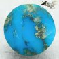 8.51 CT.Natural Round 12 mm. Black Spider Web Gold Pyrite Crystal Blue Turquoise