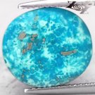9.75 CT.Natural Oval 12*14 mm.Gold Pyrite Crystal Matrix Cyan Blue Turquoise Gem