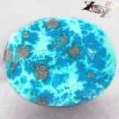 12.23 CT.Natural Oval 12.5*16 mm. Gold Pyrite Crystal Cyan Blue Turquoise 綠松石
