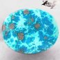 12.23 CT.Natural Oval 12.5*16 mm. Gold Pyrite Crystal Cyan Blue Turquoise 綠松石