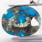 7.21 Ct.Natural Oval 11*14 mm.  Pyrite Crystal Bridge Cyan Blue Turquoise 綠松石