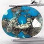 7.21 Ct.Natural Oval 11*14 mm.  Pyrite Crystal Bridge Cyan Blue Turquoise 綠松石