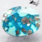 6.72 CT.Natural Oval 11*13 mm. Gold Pyrite  Matrix Cyan Blue Turquoise 綠松石