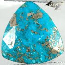 6.57 Ct.Natural Trillion 13.5mm Gold Pyrite Crystal Matrix Whole Piece Turquoise