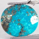 6.4 Ct.Natural Oval 11*13 mm. Gold Pyrite Crystal Matrix Whole Blue Turquoise