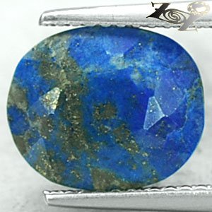3.97 CT.Natural Oval 9*11 mm. Gold Pyrite Crystal Matrix Azure Blue Lapis Lazuli