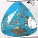 2.78 Ct.Natural Trillion 9.5 mm. Gold Pyrite Matrix Cyan Blue Turquoise 綠松石