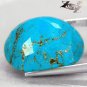 23.39 Ct.Natural Oval 18*21 mm. Gold Pyrite Crystal Matrix Cyan Blue Turquoise