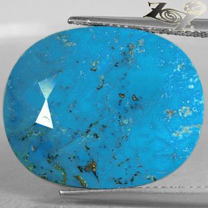 18.96 Ct.Natural Oval 18*22 mm. Black Spider Web Intense Cyan Blue Turquoise Gem