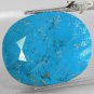 18.96 Ct.Natural Oval 18*22 mm. Black Spider Web Intense Cyan Blue Turquoise Gem
