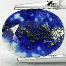 2.56 Ct.Natural Oval 8*10.5 mm. Gold Pyrite Crystal Path Azure Blue Lapis Lazuli