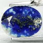 2.56 Ct.Natural Oval 8*10.5 mm. Gold Pyrite Crystal Path Azure Blue Lapis Lazuli