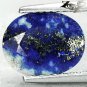 2.56 Ct.Natural Oval 8*10.5 mm. Gold Pyrite Crystal Path Azure Blue Lapis Lazuli