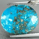 8.13 Ct.Natural Oval 12*15 mm.Gold Pyrite Matrix Cyan Blue Turquoise Gems 綠松石