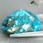 8.13 Ct.Natural Oval 12*15 mm.Gold Pyrite Matrix Cyan Blue Turquoise Gems ç¶ æ¾ç³