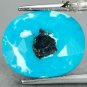 8.87 Ct.Natural Oval 13*16 mm. Gold Pyrite Matrix Cyan Blue Turquoise Gems