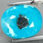 8.87 Ct.Natural Oval 13*16 mm. Gold Pyrite Matrix Cyan Blue Turquoise Gems