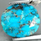 9.48 Ct.Natural Oval Gold Pyrite Matrix Cyan Blue Spider Web Whole Turquoise