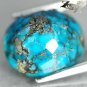 9.48 Ct.Natural Oval Gold Pyrite Matrix Cyan Blue Spider Web Whole Turquoise