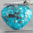 2.61 Ct. Natural Heart 8*10 mm. Pyrite Matrix Cyan Blue Turquoise Gems