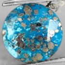 4.17 Ct. Natural Round 11*7 mm. Pyrite matrix Cyan Blue Turquoise Gemstones