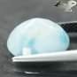 5.42 CT.Natural Oval 10*12.5 mm. White Vein Intense Aqua Blue Pectrolite Larimar
