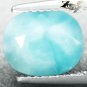3.76 CT.Natural Oval 8*10 mm. Intense Aqua Blue Dolphin Stone Pectrolite Larimar