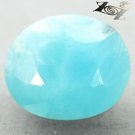6.02 CT.Natural Oval 10*12 mm. Intense Aqua Blue Dominican Dolphin Stone Larimar