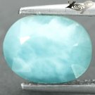 2.71 CT.Natural Oval 8*10 mm. White Wave Vein Intense Aqua Blue Larimar Gems